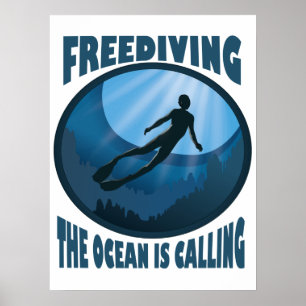 Freizeit - Der Ozean nennt Unterwassertaucher Poster