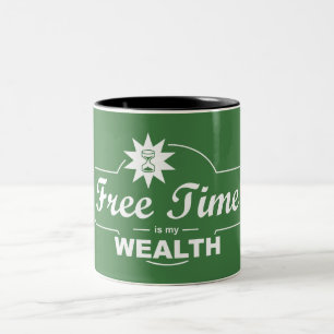 Freizeit ist mein Reichtum Zweifarbige Tasse