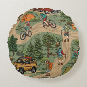 Freizeit Vintage nahtlose Muster mit h Rundes Kissen
