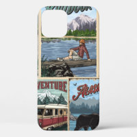 Freizeit Vintage Plakate Set mit Kanu