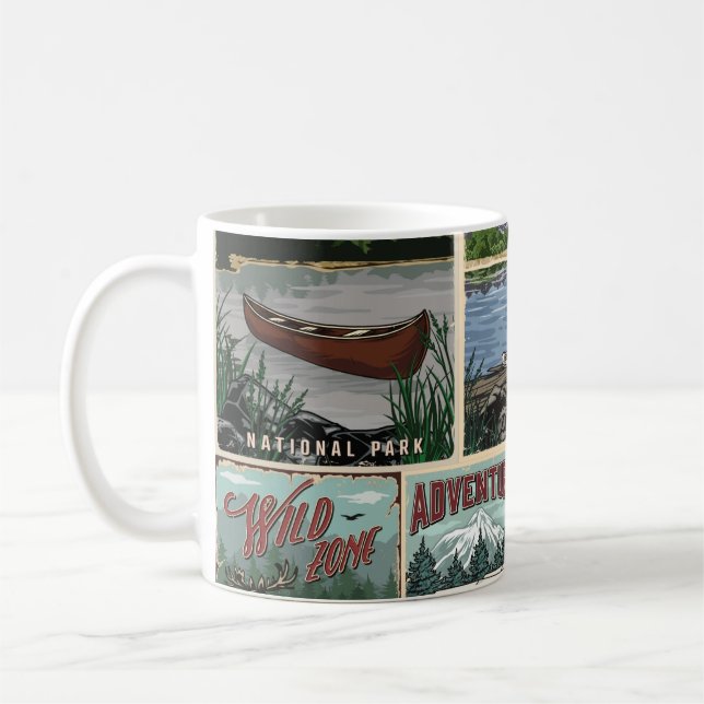 Freizeit Vintage Plakate Set mit Kanu  Kaffeetasse (Links)