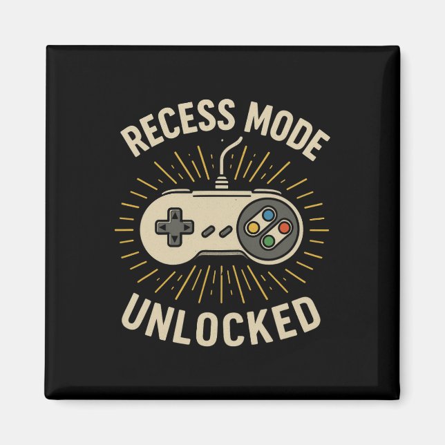 Freizeitmodus freigeschaltet Retro-Schul-Gamer-Con Magnet (Vorne)