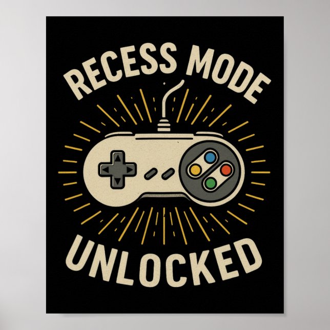 Freizeitmodus freigeschaltet Retro-Schul-Gamer-Con Poster (Vorne)