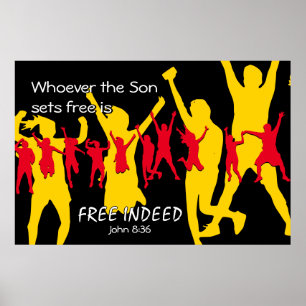 FREIZÜGIGKEIT John 8:36 BLACK Poster