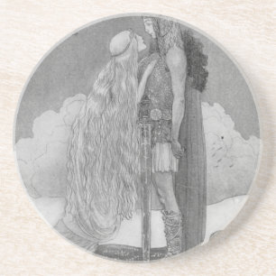 Freja und Svipdag durch John Bauer Sandstein Untersetzer