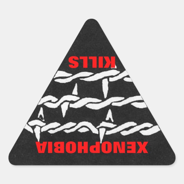 Fremdenfeindlichkeit tötet Aufkleber (Vorderseite)