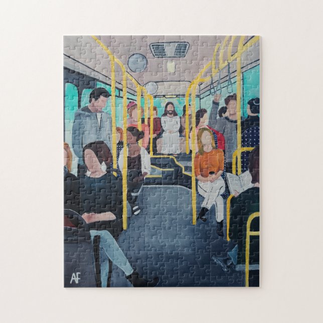 Fremder im Bus Gemälde von Alfred Fox (Vertikal)