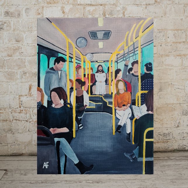 Fremder im Bus Gemälde von Alfred Fox Leinwanddruck (Von Creator hochgeladen)