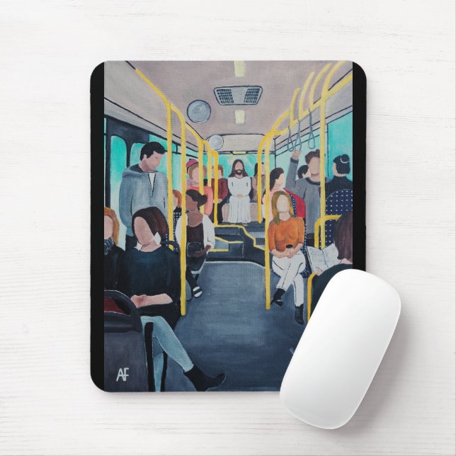 Fremder im Bus Gemälde von Alfred Fox Mousepad (Mit Mouse)