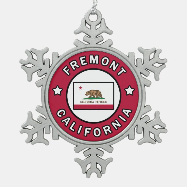 Fremont Kalifornien Schneeflocken Zinn-Ornament (Vorderseite)
