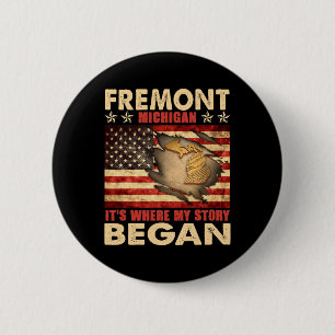 Fremont Michigan Usa Flag 4. Juli Button