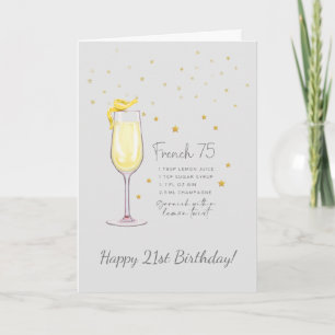 French 75 Cocktail 21e Bonne carte d'anniversaire