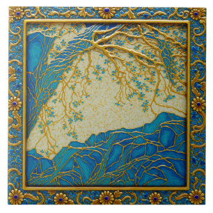 French Alps Gold Türkis + Lapis Keramikfliese