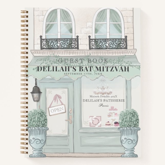 French Bakery Patisserie Gr Bat Mitzvah Gästebuch Notizbuch (Vorderseite)