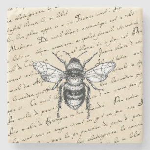 French Beekeeper Vintag Script Honeybee Untersetze Steinuntersetzer