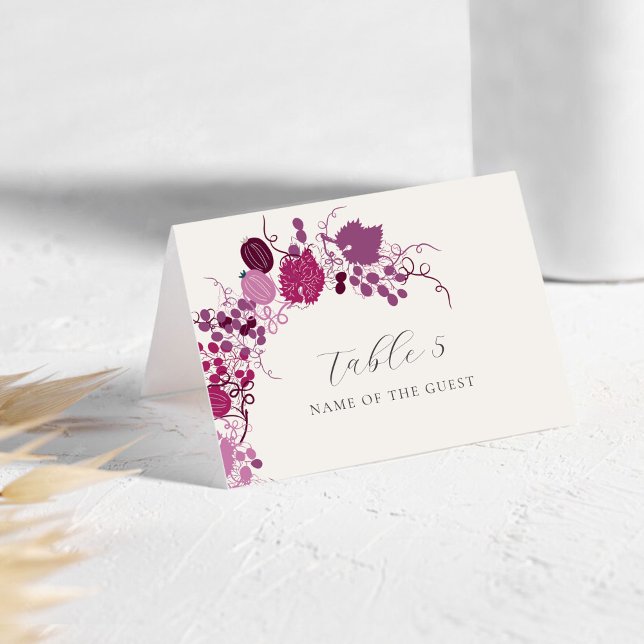 French Berry Grapes Flowers Wedding Place Card Tischnummer (Von Creator hochgeladen)