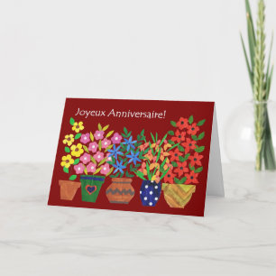 French Birthday Card - Flower Power! Karte