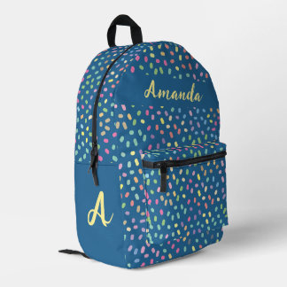 French Blau| Personalisierte farbenfrohe Konfetti  Bedruckter Rucksack