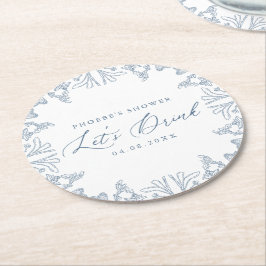 French Blue Chinoiserie Blumendusche Untersetzer