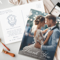 French Blue Floral Wappen Wedding Foto Vielen Dank