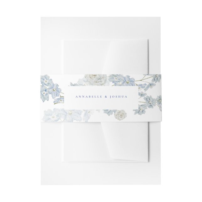 French Blue Florals Wedding Einladungsbanderole (Vorderseite Beispiel)