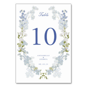 French Blue Florals Wedding Tischnummer
