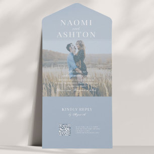 French Blue   Hochzeit mit überlagerter Schrift All In One Einladung
