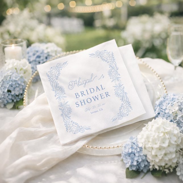  French Blue Hydrangea Bridal Shower Napkin Serviette (Von Creator hochgeladen)