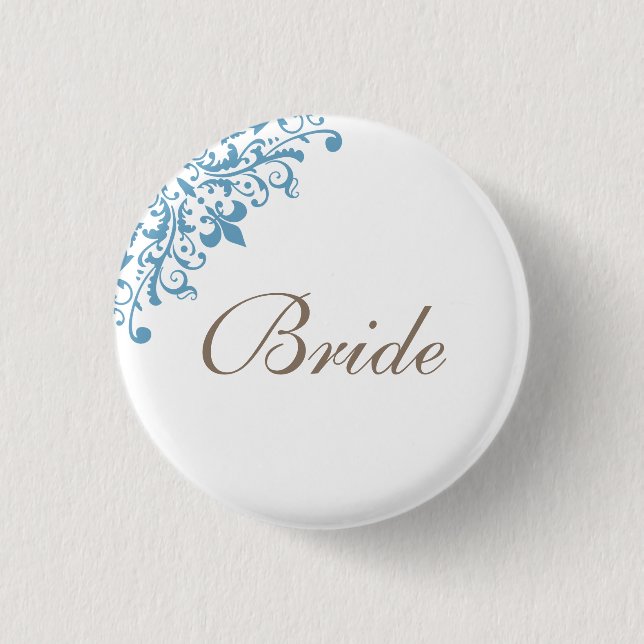 French Blue Lilie Script Bride Button (Vorderseite)
