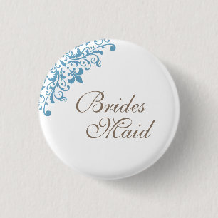 French Blue Lilie Script Bridesmaid Button