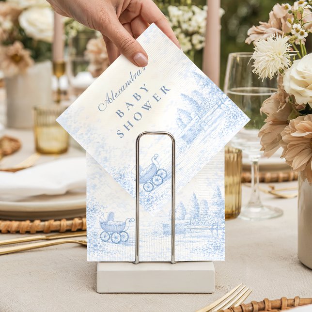 French Blue Toile Baby Shower Serviette (Von Creator hochgeladen)