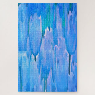 French Blue Tulips Abstract Floral Pattern