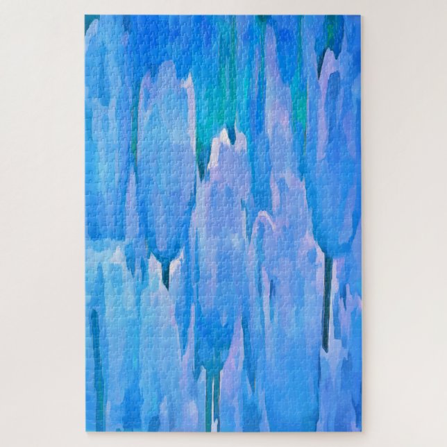 French Blue Tulips Abstract Floral Pattern (Vertikal)
