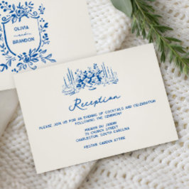 French Blue Whimsical Wedding Reception Begleitkarte