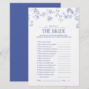 French Blue & White Viktorianisch Brautparty Game