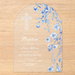 French Blue Wildflowers Arch Baptism Acryleinladungen