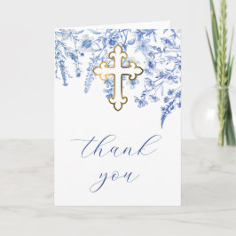 French Blue Wildflowers Religious Thank You Karte