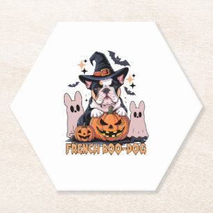 French Boo Dog Niedlich Französisch Halloween Ghos Untersetzer