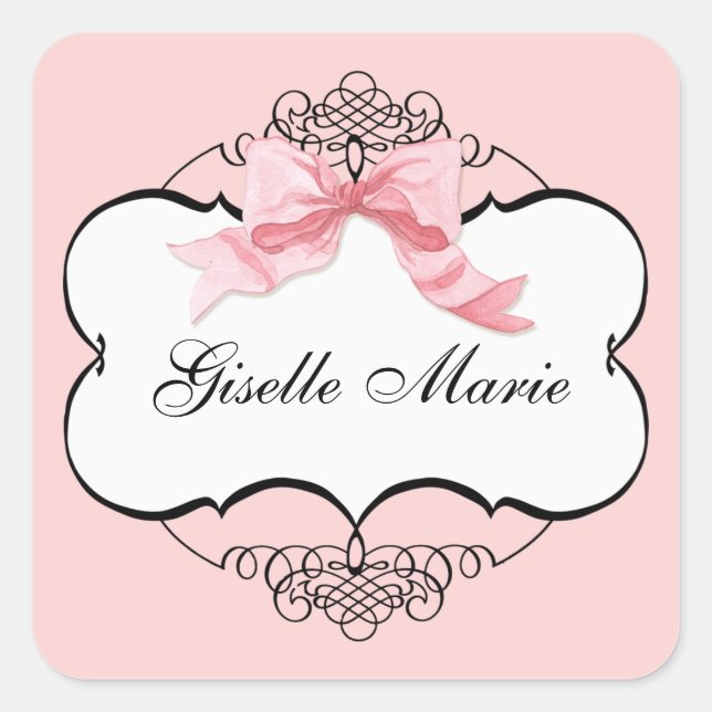 French Bow n Dots, Girl Baby Shower Sticker Siegel (Vorderseite)