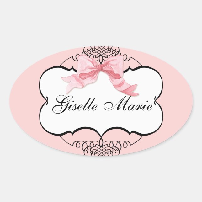 French Bow n Dots, Girl Baby Shower Sticker Siegel (Vorderseite)