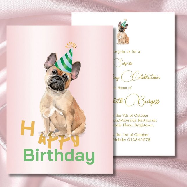 French Bull Dog Bonne Invitation de fête d'anniver (Créateur téléchargé)