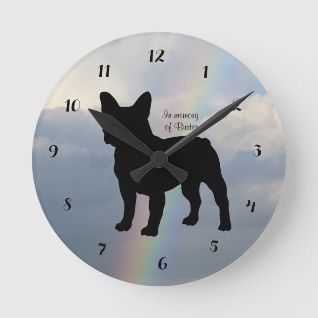 French Bull Dog Remembrance Wall Clock Runde Wanduhr (Vorderseite)