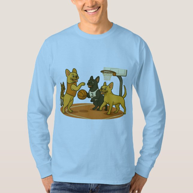 French Bull Dogs playing basketball. T-Shirt (Vorderseite)