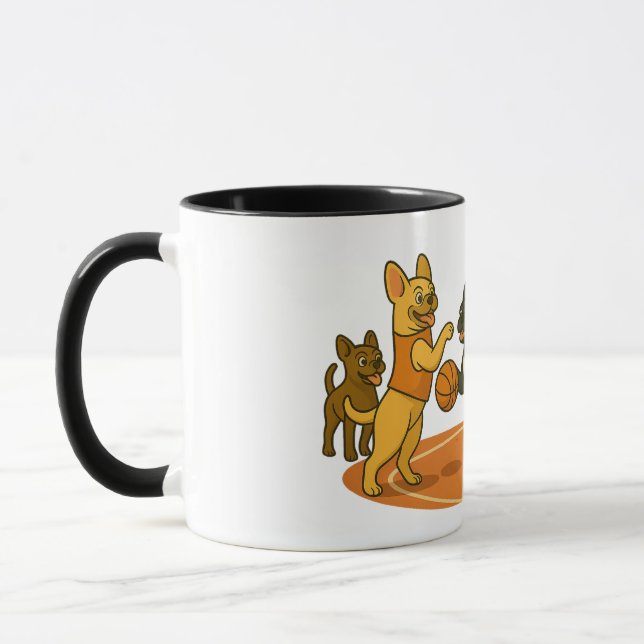 French Bull Dogs playing basketball. Tasse (Links)