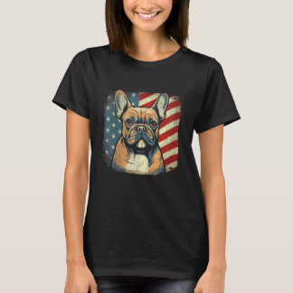 French Bulldog American Flag Patriotic 4th of July T-Shirt