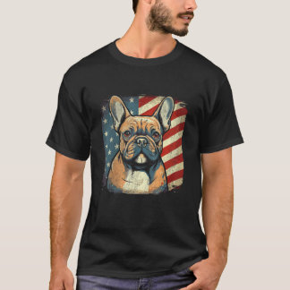 French Bulldog American Flag Patriotic 4th of July T-Shirt