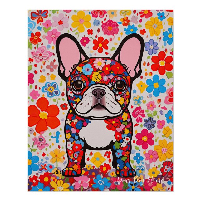 French Bulldog and Blume 001 - Schneiderjuwel Poster (Vorderseite)