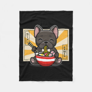 French Bulldog Anime Eating Noodle Fleecedecke