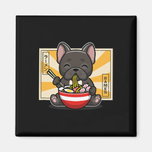 French Bulldog Anime Eating Noodle Magnet
