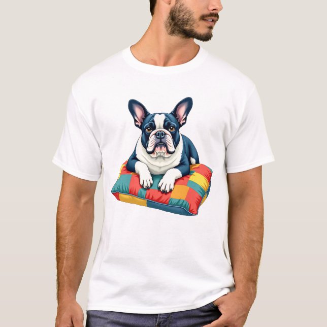 French Bulldog auf Colorful Cushion T - Shirt - (Vorderseite)
